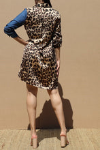 Leopard Button Down Satin Shirt Dress