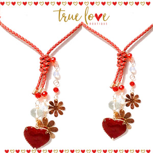 Necklace red heart, red necklace with red stone, red heart necklace, gold necklace with red heart