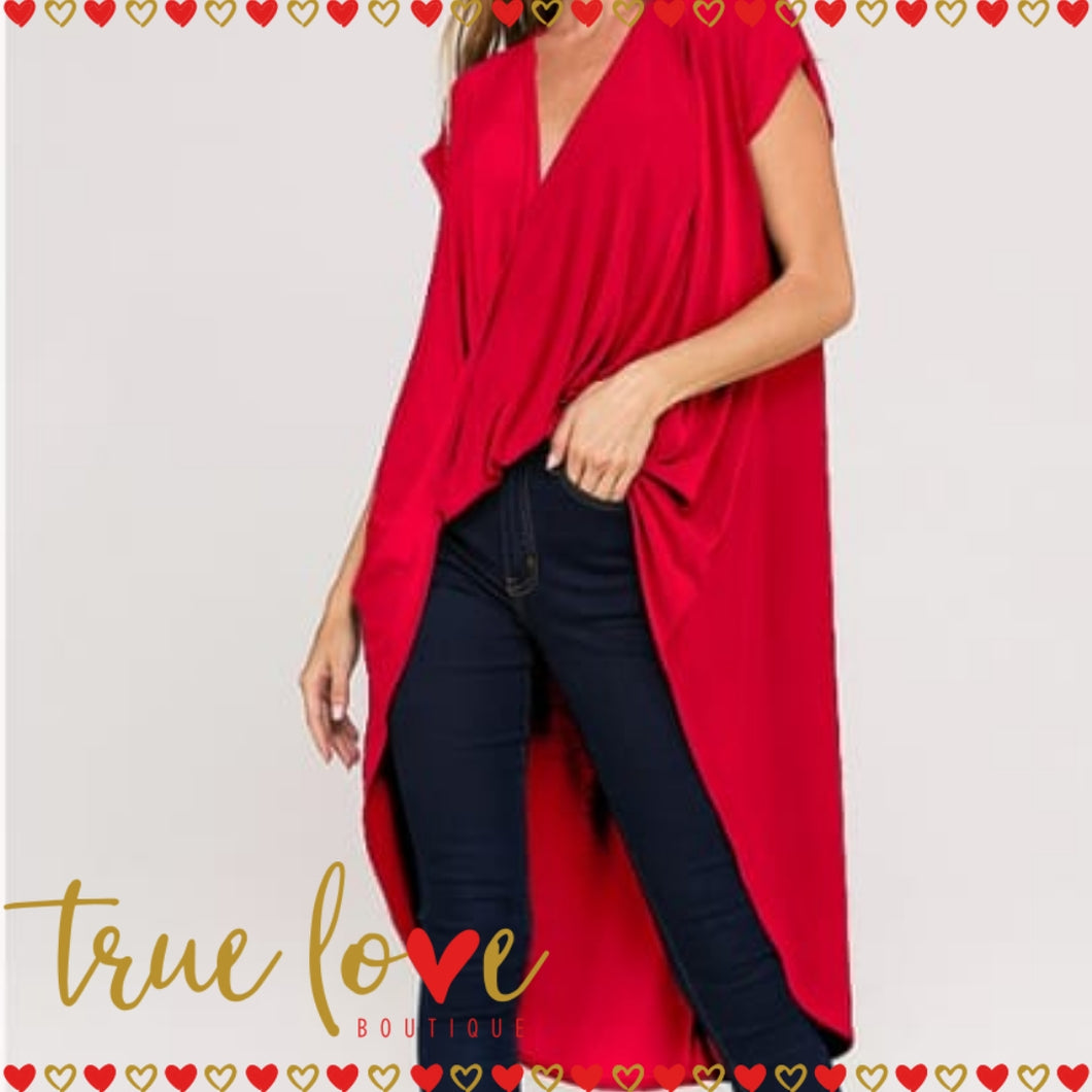 TUNIC TOP RED, BLOUSE RED, TOP RED