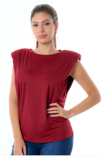 Pad Shoulder Sleevless Top